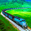 Digital Art Titled Blue Train Tilt-Shift Effect